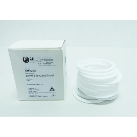 Box Of 25 White 3In Ptfe Tri-Clamp Gasket